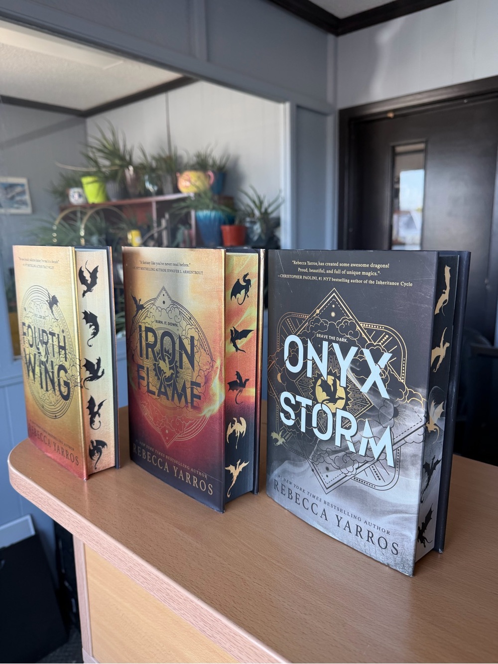 Onyx Storm, Iron Flame & Fourth Wing Hardcover Books with Sprayed Edges